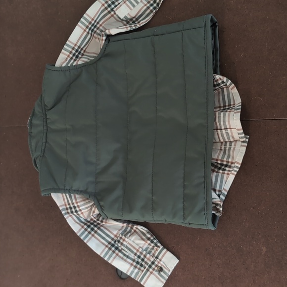 Carter's long sleeve striped shirt and sage green vest (size 9 months) - Picture 4 of 5